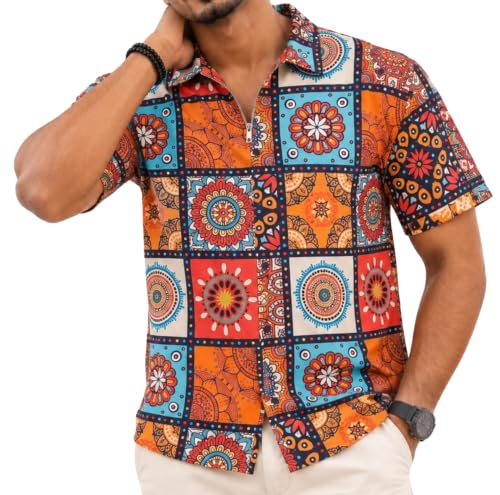Image of BROWN CULTURE Printed Shirts for Men | Half Sleeve Shirt for Men's | Cotton Half Sleeve | Cotton Blend Shirts for Men | Casual Printed Shirt | Stylish Everyday Wear