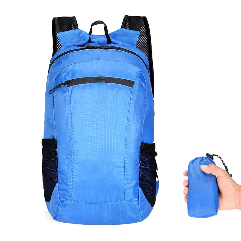 Mochila plegable de senderismo impermeable ligera azul miniatura 1