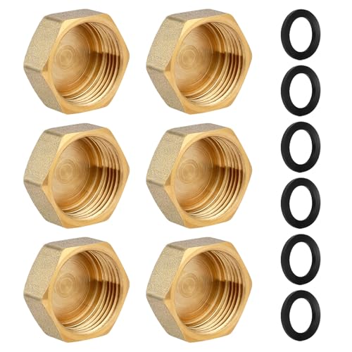 Flintronic Tapón Latón Rosca Interior G3/4'(Ø24mm), 3 Piezas Tapón de Latón con Arandela, Tapon Radiador Calefaccion, Tapones Ciegos con Rosca Hembra, para Sistemas de Calefacción y Agua Potable