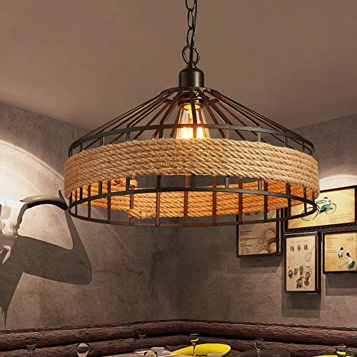 Lustre rétro loft industriel en fer et corde de chanvre E27 - 2