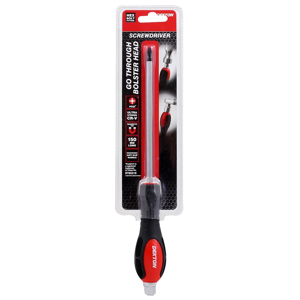 DEKTON DT65219 Bolster Head Pozi Screwdriver, Black/Red, 10 x 10 x 3 cm - Image 2