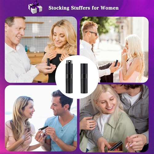 8ML Perfume Travel Refillable Portable Perfume Atomizer Bottle - Stocking Stuffers for Adults Men Women,White Elephant Gifts for Adults,Travel Essentials,Christmas Gifts(Balck,2Pack) - Image 4
