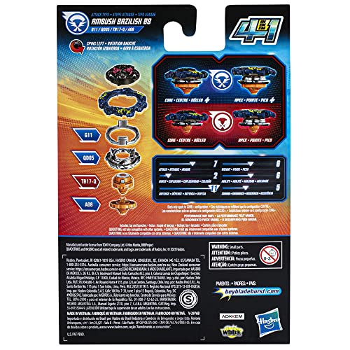 Pião e Lançador Beyblade Burst QuadStrike - Kit inicial Beyblade Burst QuadStrike - Ambush Bazilisk