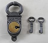 Antique Style Crab Lock Padlock with 2 Skeleton Keys
