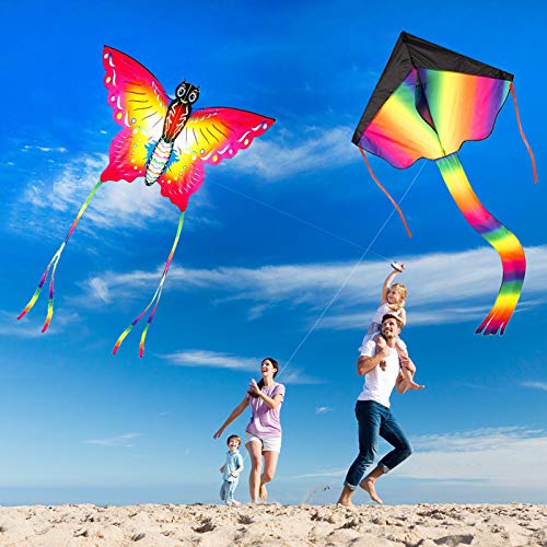 Nazano 3 Pack Kites-Large Rainbow Delta Kite Butterfly Kites Red Mollusc Octopus with Long Colorful Tail for Kids Adults Outdoor Game Activities,Beach Trip Great Gift to Boys Girls Age 3 4 5 6 and Up - Thumbnail 7