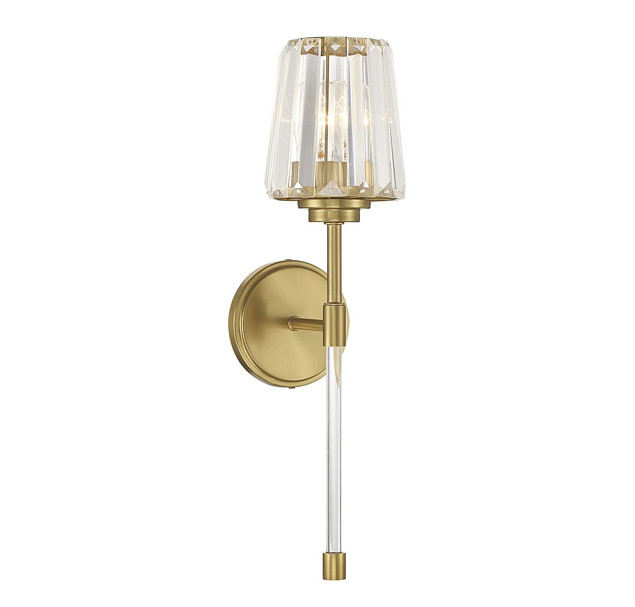 Savoy House 9-6001-1-322 Garnet Vintage Luxe Clear Crystal Wall Sconce, 1-Light 60 Watt, 21" H x 6" W, Warm Brass