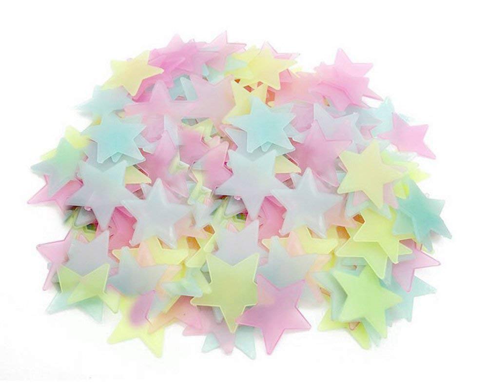 Ymai Pack of 200 bright 3D star stickers in multi- colours for the wall ceiling in bedroom or children's room