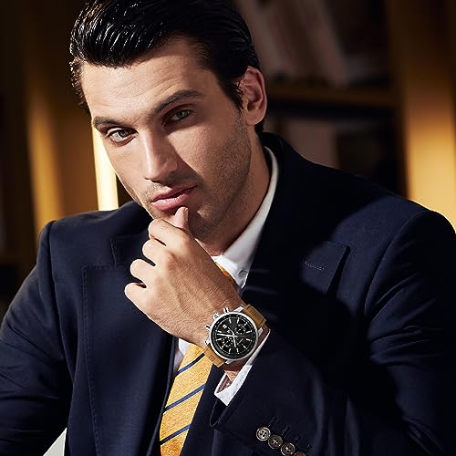 Image of BENYAR Men's Watches Chronograph Watch for Men Multifunction Black Waterproof Sport Fashion Quartz Wristwatches Calendar with Stainless Steel Strap