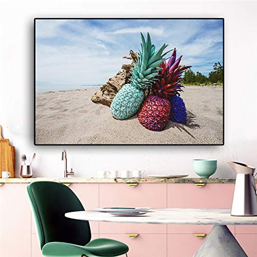 Peinture ananas plante verte pour reveiller un mur blanc de salon cuisine affiche 60x80