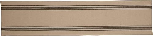 Miniatura 3 de Mill House - Camino de mesa negro a rayas, 72 pulgadas de largo, diseño de sacos de grano primitivo de granja, mantel de tela a rayas, beige y negro