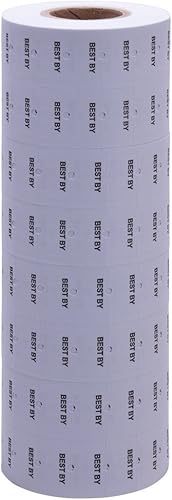 Blanco con etiquetas negras "Best by" para adaptarse a pistolas de precio XL Pro® 1A, 1B y 21B-1, paquete de 16 (rollo de tinta gratis incluido)