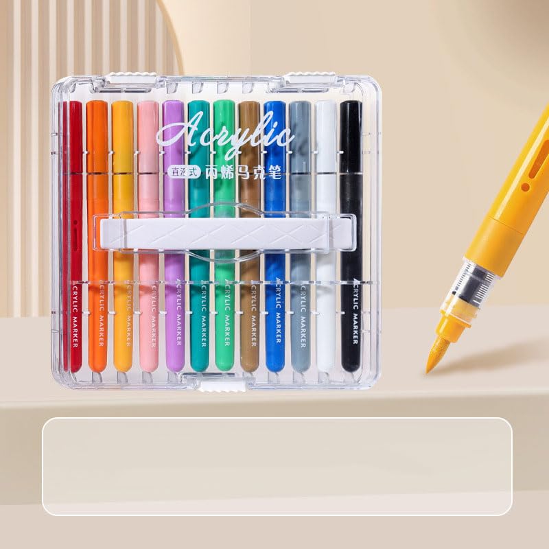 Juego de marcadores líquidos acrílicos, bolígrafos de pintura lavables para arte infantil, marcadores de acuarela no tóxicos con control directo de tinta, secado rápido, colores vibrantes, estuche