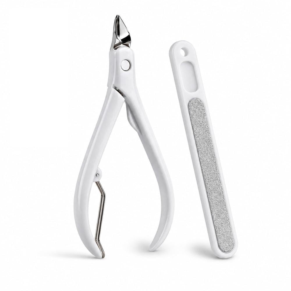 Cuticle Nipper & Nail File Set, Stainless Steel Nail Clipper for Dead Skin Removal Toenail Care & Nail Shaping, Durable Manicure Pedicure Kit with Long Handle-image-10