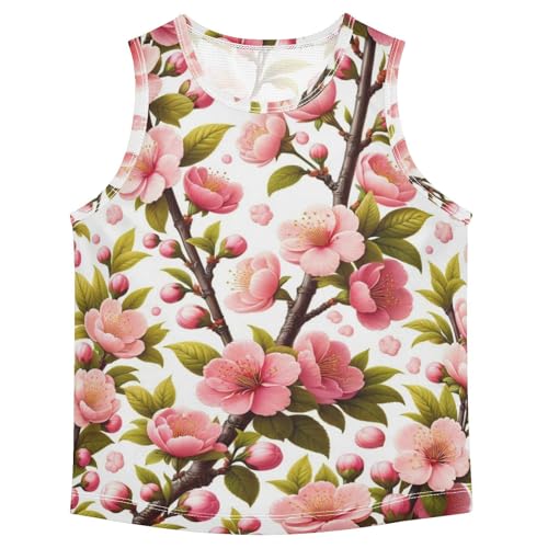 susiyo Spring Pink Cherry Flowers Branch Boys Sleeveless Tank Top Girls Athletic T Shirt