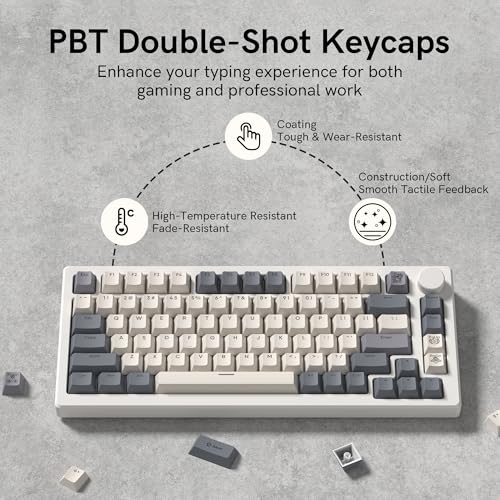 Image of dagaladoo Retro Double Shot PBT keycaps 127 Keys dye sumlimation Shine Through keycaps Set Cherry Profile Custom Keyboard Key caps for 60 /65 /75 /TKL /96 /100% US Layout Mechanical Keyboard(Grey /Beige)