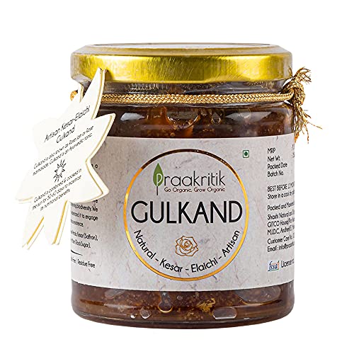 Image of Praakritik Gulkand Natural Kesar Elaichi - 250g, Artisan Flavor with Rose Petals, Honey & Mishri, Pure Vegetarian, Rich in Calcium & Antioxidants