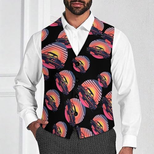 Classic Sport Car Mechanic Driver Race Men's Suit Vest Waistcoat Vests Formal Dress with 2 Pockets for Business Casual Tuxedo2