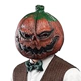 CreepyParty Deluxe Novelty Halloween Costume Party Props Latex Pumpkin Head Mask (Pumpkin)