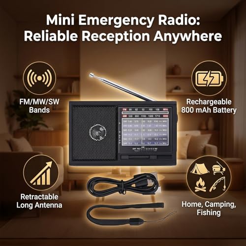 Radio portátil pequeña con antena y batería 800mAh miniatura 5