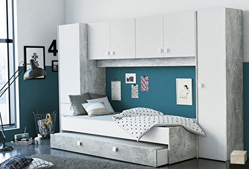 Miroytengo Pack Dormitorio Juvenil Estilo Industrial Compuesto por Cama con cajonera somier...