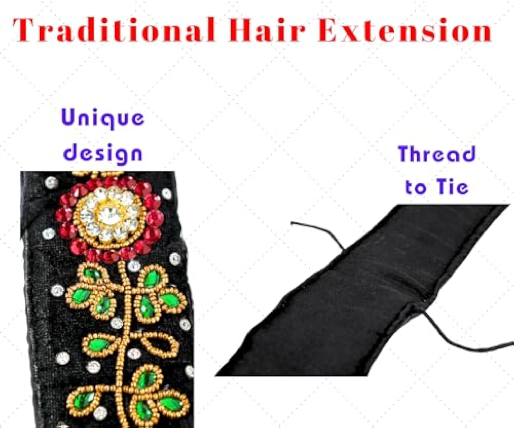 Bridal Poola Jada Hair Extension Kunjalam Set for Women
