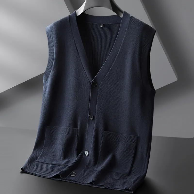 Men's V-Neck Knitted Cardigan Vest Sweater Sleeveless Casual Business Slim Waistcoat Top3