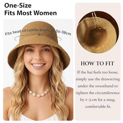 Sombrero Bucket de Paja para Mujer Plegable para Verano miniatura 3