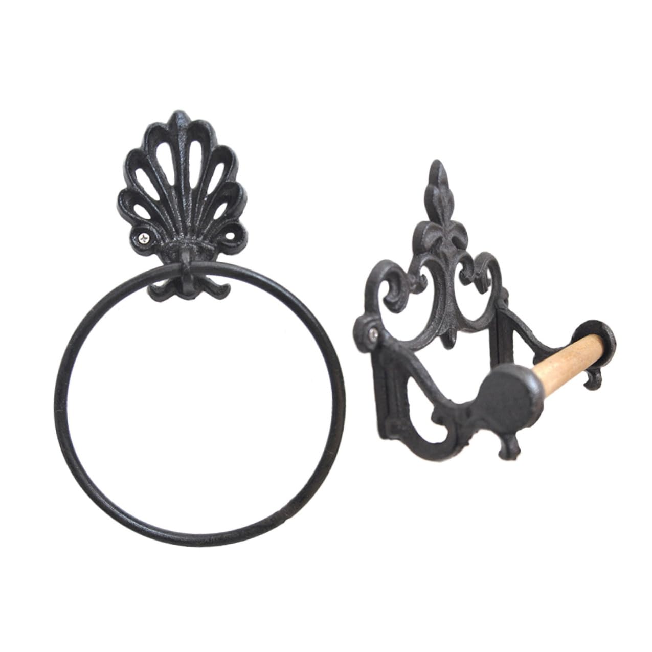 Toalleros de Baño de Hierro Forjado Negro Fácil Instalación y Almacenamiento 2 Piezas Anillo Redondo Ideales para Colgar Toallas en Baño