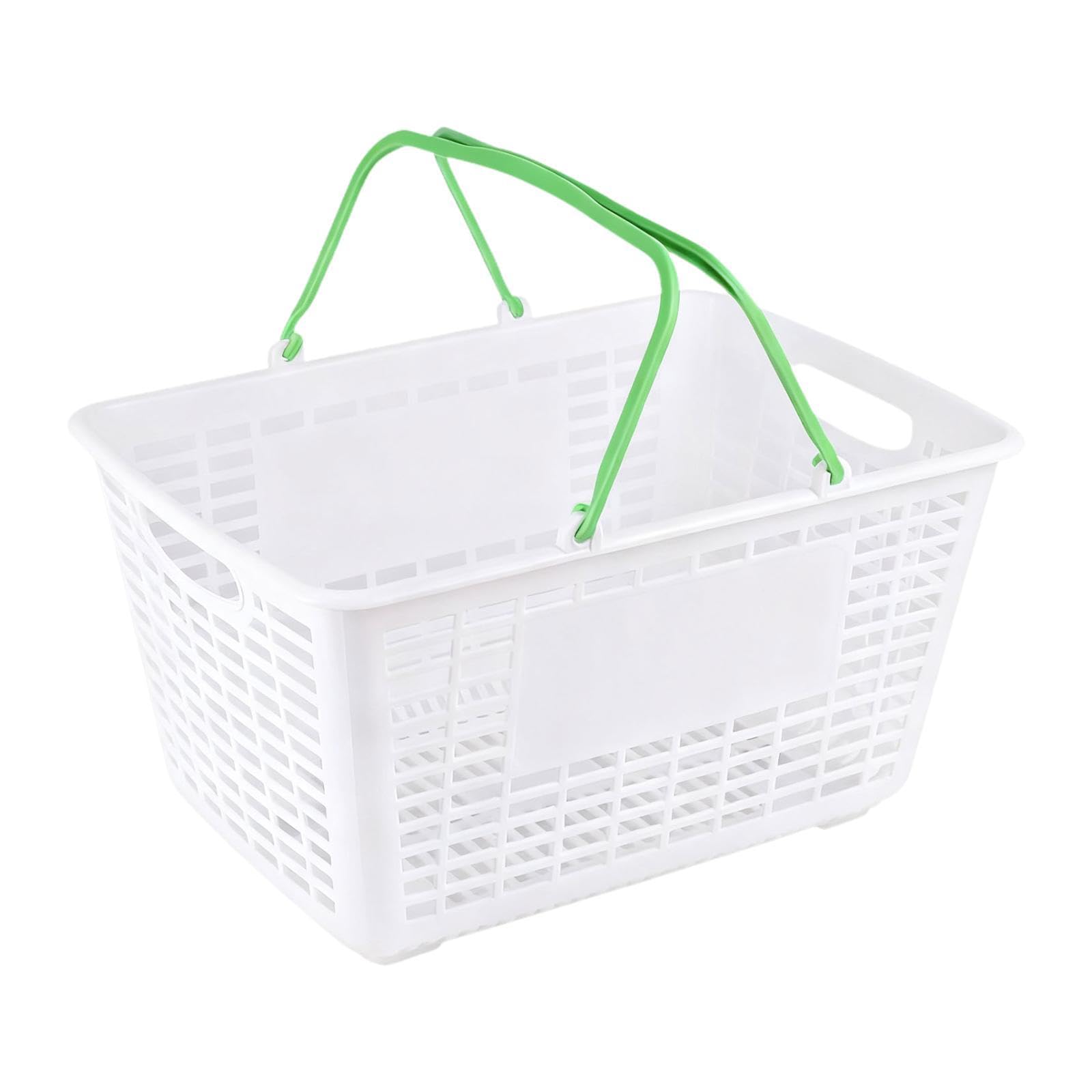 Qianly Einkaufskorb Aufbewahrungskorb mit Griff Supermarkt Organizer Spielzeugkorb Lebensmittelkorb Aus PP Material mit Ergonomischem Tragegriff für Einzelha, GrÜn