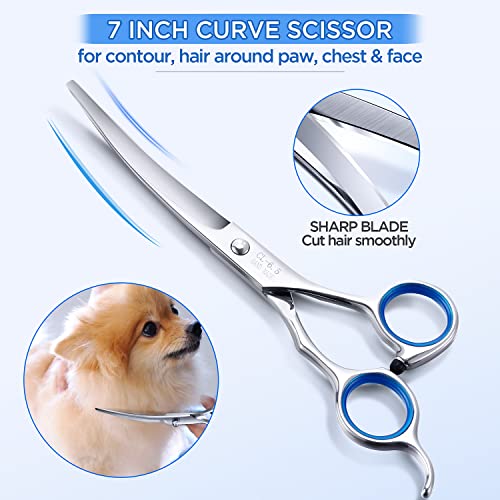 Gimars Dog Grooming Scissors Kit Professional 4CR with Safety Round Tip , 5 in 1 Heavy Duty Titanium Coated Straight… - Image 5