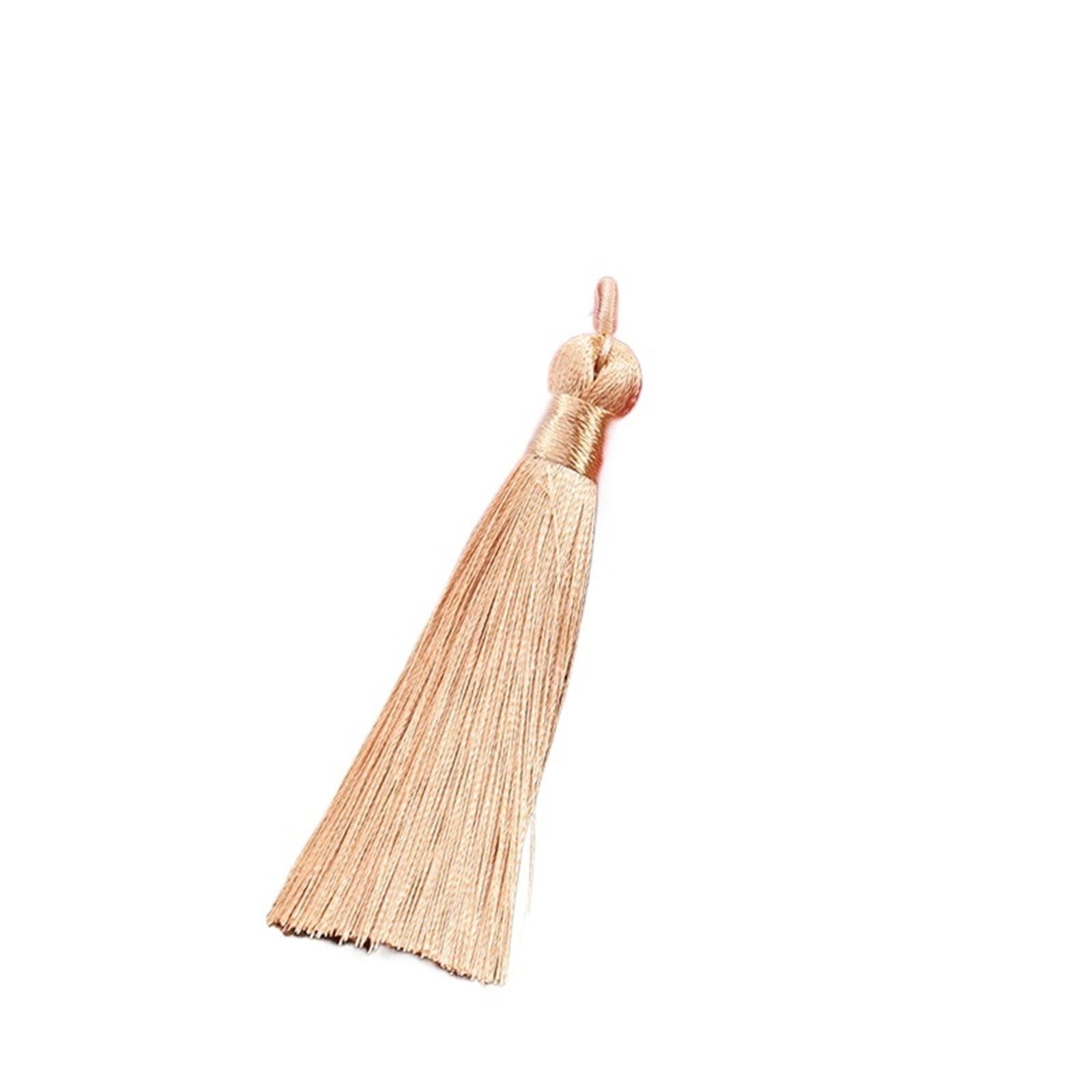 Mini Tassels for Crafts 50PCS 9cm Polyester Silk Tassel Vertical Decoration Home Sewing Curtain Accessories(Khaki)