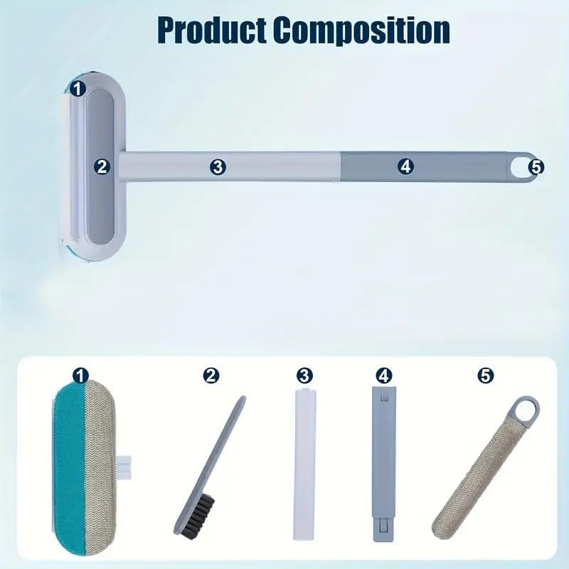 Image of Multifunctional Screen Brush 4 in 1 with Extended Handle for Window and Mesh Cleaning, Double Sided Mosquito Net Cleaner Grey (Large 4 in 1 Mesh Cleaner)