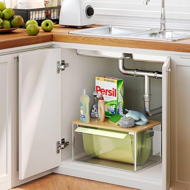 3 Pack Trash Bag Holder Dispenser with Lid, Extra Large Stackable Plastic Garbage Bag Holder Dispenser Under Sink for Kitchen, Pantry, Laundry Room, Cabinet Organizer and Storage