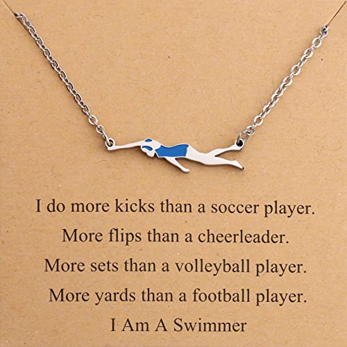 FEELMEM Swimming Necklace - Inspirational Swim Team Gift for Lovers and Coaches