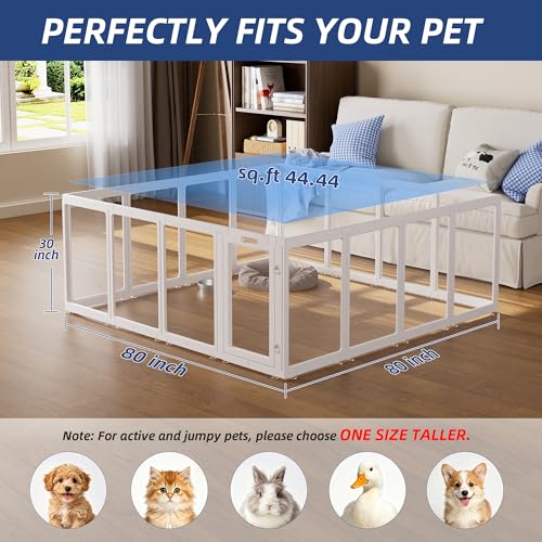 Image of Clear Acrylic Dog Playpen Indoor Pet Pen, 30 inch H, White, 16 Panels