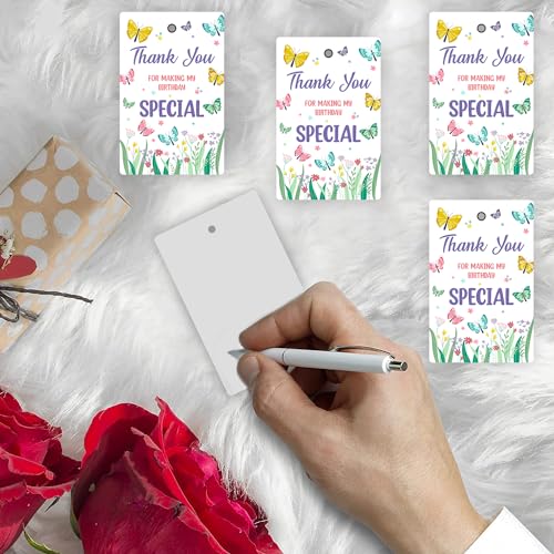 Image of Party Propz Thank You Tags For Return Gift - (21 Pcs) Butterfly Theme Embossed Printing Thank You Cards For Return Gifts (Cardstock),Tags with Ribbon, Birthday Gifts