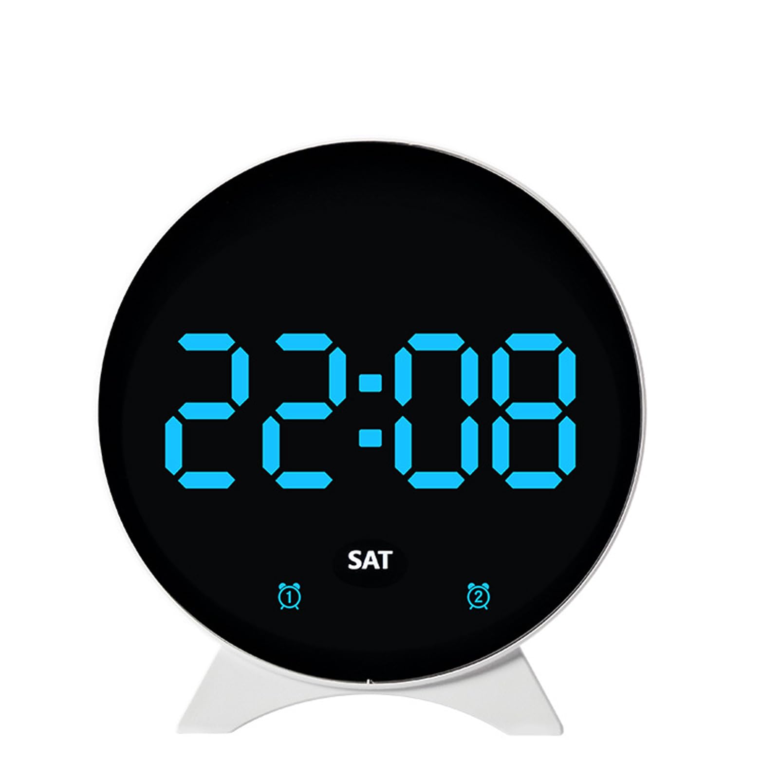 Tfaoys White Shell Blue Lig Multifunction Alarm Clock With Large Led Display Environmental Monitored Feature House Decors Customizable Alarm Toning Clock