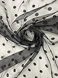Beyond Trim Organza Lace Fabric – Black Polka Dot Flocking Pointed Dotted Sheer Cloth for Sewing Wedding Party Dance Dress Crafts Black 1 YD