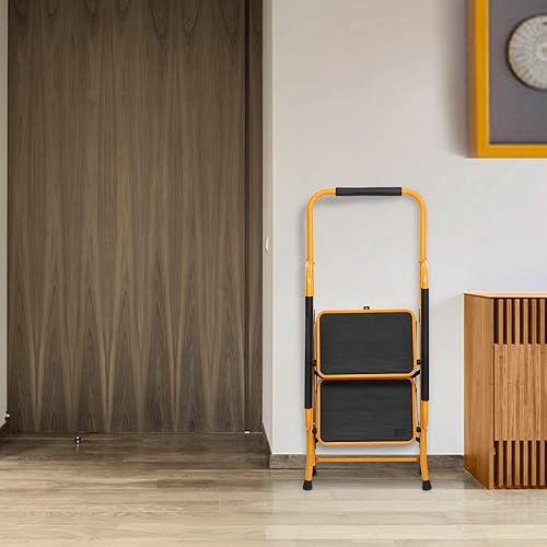 Miniatura 7 de Winado Escalera de 2 escalones con pasamanos, taburete plegable de 500 libras, con reposabrazos laterales antideslizantes, área de pedal grande,