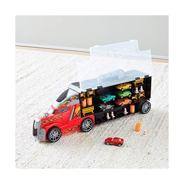 Amazon-Basics-Toy-Car-Carrier-Truck-With-Storage-For-Kids-Ages-3-and-Up-6-Pieces-Diecast-Vehicles-16-Accessories-Multicolor Amazon-Basics-Toy-Car-Carrier-Truck-With-Storage-For-Kids-Ages-3-and-Up-6-Pieces-Diecast-Vehicles-16-Accessories-Multicolor
