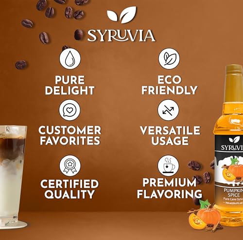 Syruvia Pumpkin Spice Syrup for Coffee 25.4 Ounces Pumpkin Spice Flavored Coffee Syrup - Image 6