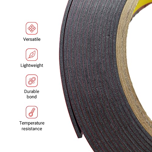 Bullshark Bond Black 3M Heavy Duty 1 Inch Double Sided Tape Mounting Tape Waterproof Foam Tape Vhb 5952, 15 Feet Length, Multipurpose For Car, Led Strip Lights, Office, Home Decor, Office Décor #TOP3