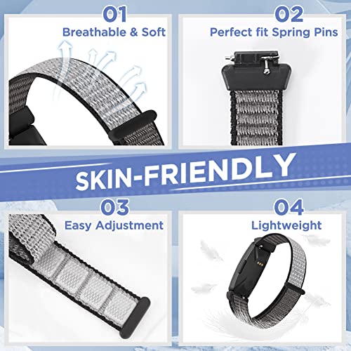 Image of Nylon Bands Compatible for Fitbit Inspire 3 /Inspire 2 /Inspire /Inspire HR /Ace 3 /Ace 2 Bands, Breathable Sport Replacement Straps Soft Adjustable Solo Loop Nylon Wristband for Women Men Kids