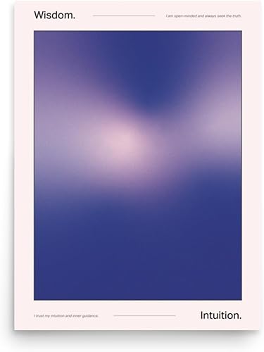 Retrograde Póster de chakra aura con afirmaciones positivas, impresión de pared de gradiente de moda para decoración estética de habitación Y2K