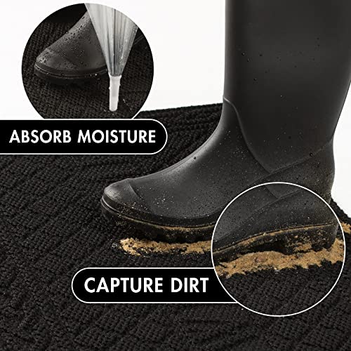 Mibao Welcome Front Door Mat, Outdoor Mats For Patio Waterproof Quick Dry, Doormat Indoor Outdoor Entrance, Heavy Duty Easy Clean Non Slip Rubber Mats, 24X36 Inches, Black #TOP4