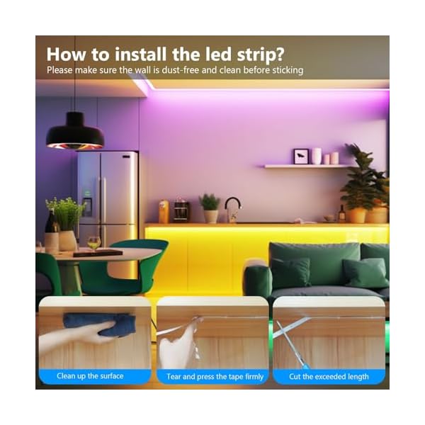 Ylatoial Led Lights 10m, RGB Led Strip Light with Smart App Control Remote, Music Sync Colour Changing Cuttable LED Tape Lights for Home, Bedroom, Kitchen Cabinet Decor, Gaming Setup [Energy Class A] - Image 9