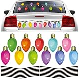 Whaline 124Pcs Christmas Car Light Bulb Stickers With Wire Stickers - 11 Colors Vinyl Decals Self-Adhesive Xmas Holiday Lights for Window, Car, Refrigerator, Mailbox, Garage