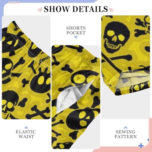 ZZXXB Pirate Skull Pattern Boys Long Pants Soft Trousers Elastic Waist Kids Lounge Bottoms with Pockets S-XL4