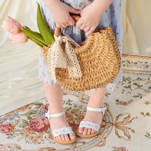 Image of Otter MOMO Girls Open Toe Princess Flat Sandals with Comfort Sole Summer Sandals