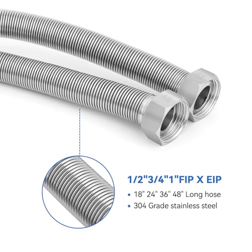 36 Inch Flexible Stainless Steel Corrugated Water Heater Connector Hose,3/4" FIP x 3/4" FIP,304 Stainless Steel Leak-Proof Flexible Line for Tankless Water Heater,Water Softener,RV,Boiler(2PCS) by ZEPNL STORE - Used condition - Image 5